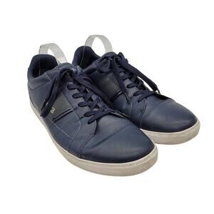 LACOSTE "Europa" Navy Blue Leather Lace-Up Sneaker - Size 13